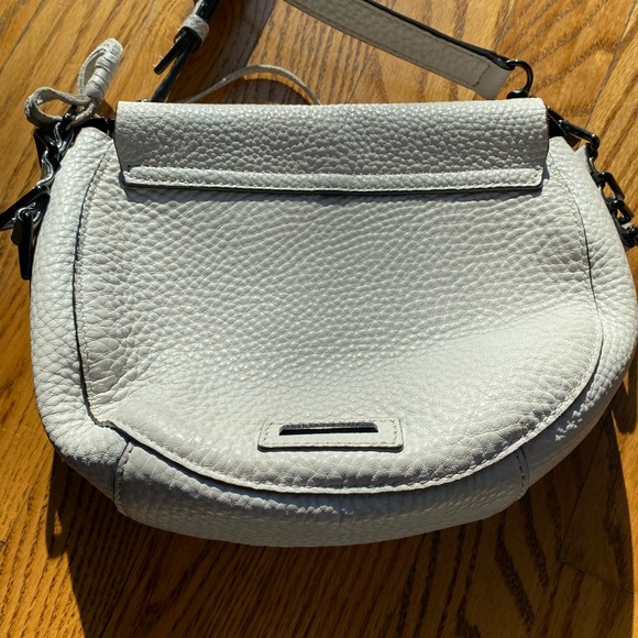 REBECCA MINKOFF. Studded Crossbody grey leather & suede. Outside bag excellent - Picture 5 of 11